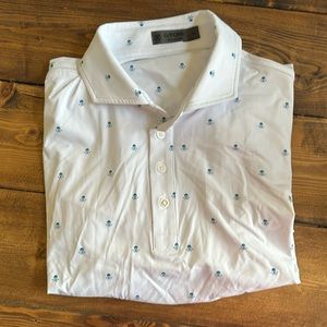 G/FORE Skull & Ts Long Sleeve Slim Fit Golf Shirt - Snow White - Large